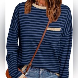 NWT Striped Navy and Cream Women's Sweater